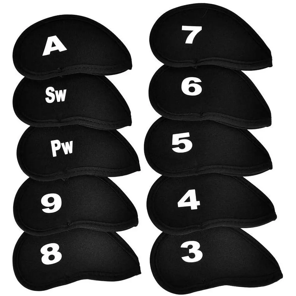 

10PCS Golf Iron Head Covers With Number Printing Tag Club Protector Headcover Set For Outdoor Sport Golf Accessoires Black
