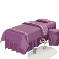 4pcs high quality beauty salon bedding sets massage spa thick bed linens sheets bedspread striped duvet cover set camas