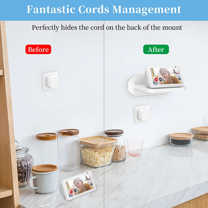 Держатель для настенного крепления PlusAcc для Echo Show 5 (1-го, 2-го и 3-го поколения), полка Anker Soundcore Mini с управлением кабелями.