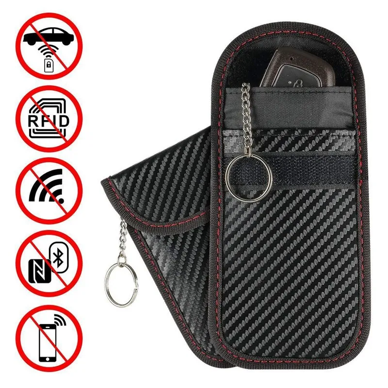

Newest Hot 1pc Anti-theft Car Key Fob RFID Signal Blocker Faraday Signal Blocking Pouch Bag Key Wallets