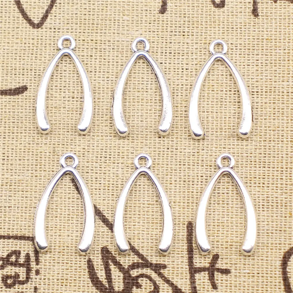 

Charm For Making Jewelry Pendants Antique Silver Color Wish Bone 25x14mm 10pcs