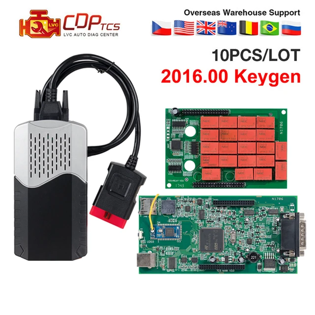 10 шт./лот CDP TCS V3.0 двойная зеленая плата Bluetooth. R3 keygen OBDII сканер OBD 2 автомобили Грузовики сканирующий диагностический инструмент