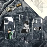attack on titan levi ackerman clear phone case for samsung a51 a71 a21s s10 s9 s8 plus s7 s10e s20 fe lite transparent cover