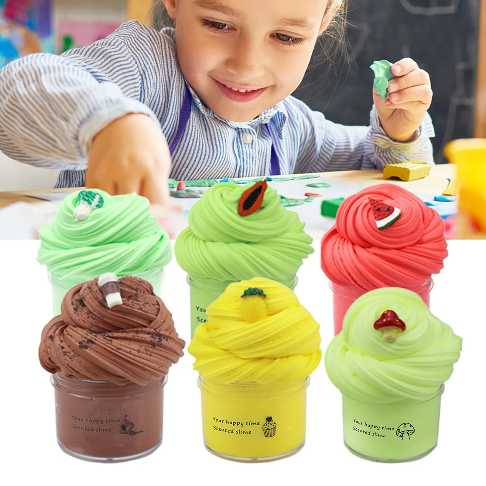 

Fidget Toys DIY Slime Supplies Fruit Slime Aromatherapy Pressure Children Slime Toy Kids Relieve Stress Anxiety Sensory Toys Y*