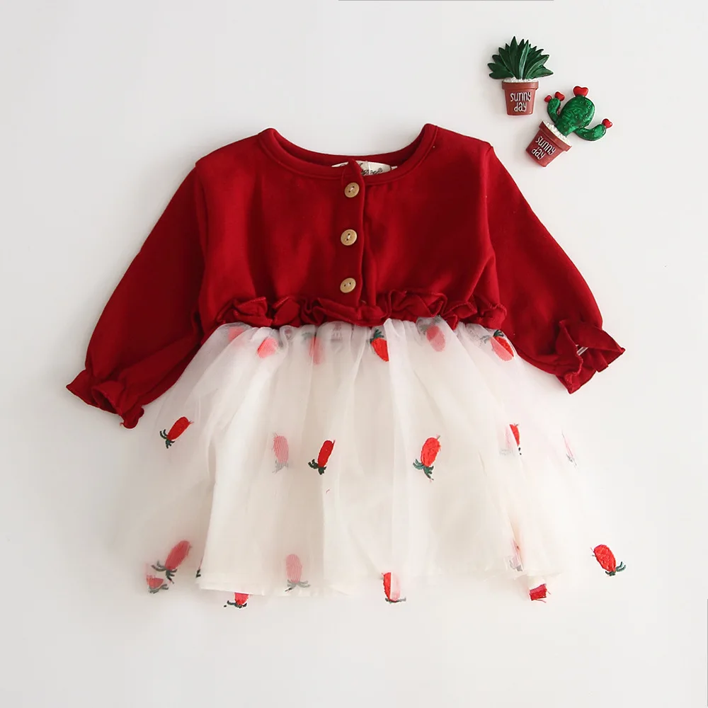 2019 Autumn Long Sleeve Baby Girls Dress For Girl Christening Birthday 0 3T Newborn Toddler Dress Kids Casual Wear Daily Clothes