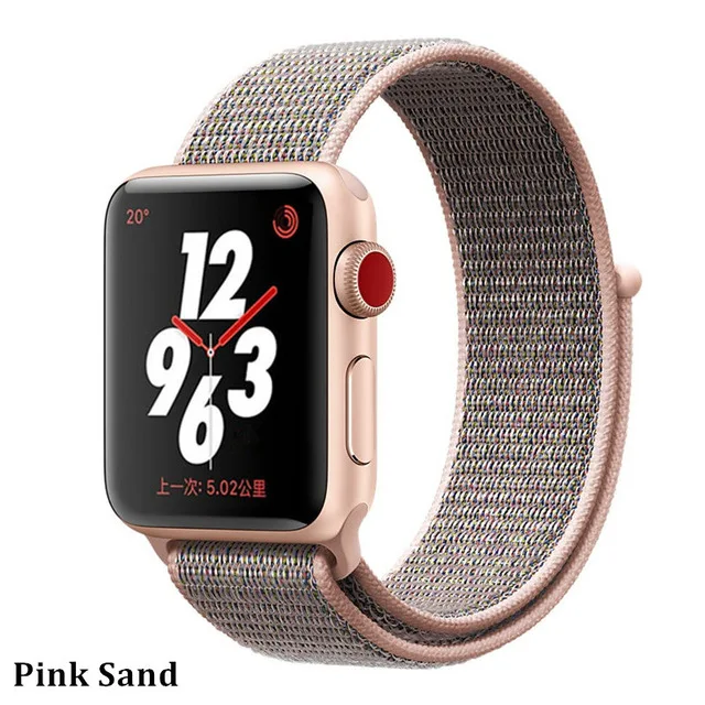 Последняя нейлоновый ремешок für apple watch группа 4 44 мм/40 мм, correa apple watch 3 42 мм/38 мм iwatch серии 4/3/2 bunte stecker чехол для телефона на руку - Цвет ремешка: pink sand