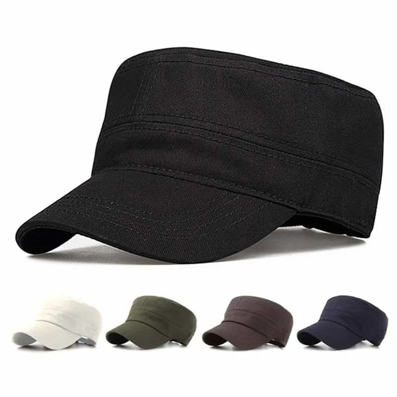 

Classic Plain Cap Vintage Army Military Cadet Style Cotton Hat Breathable Sun Protective Casual Cap