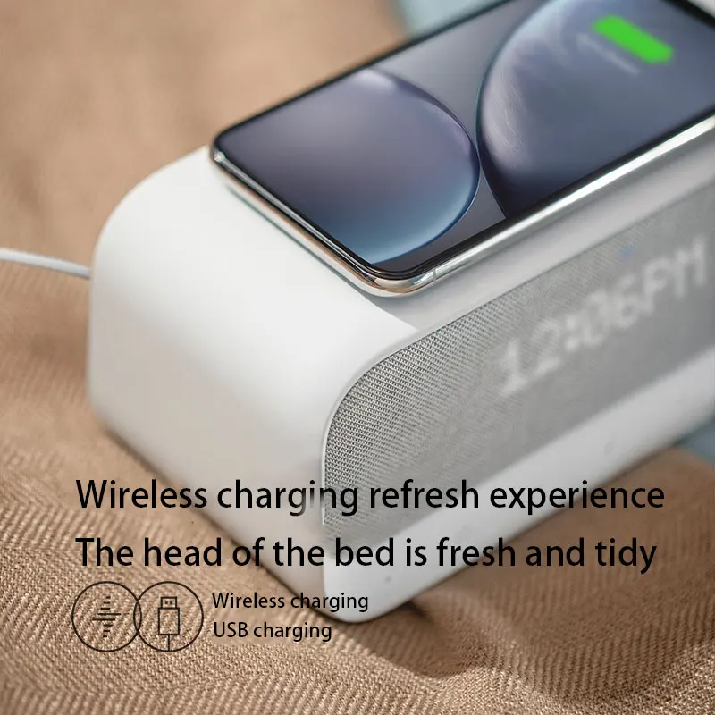 

Alarm Clock Speaker FM Radio Soundcore Wakey Bluetooth Speaker With Wireless Charger for iphone xiaomi huawei All-in-one