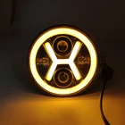 Пара 7-дюймовых светодиодный ных фар 7-дюймовые Автомобильные фары с лампой двигателя дальнегоближнего света для Jeep wrangler JK TJ CJ ваз 2121 Лада Нива 4x4 лампы