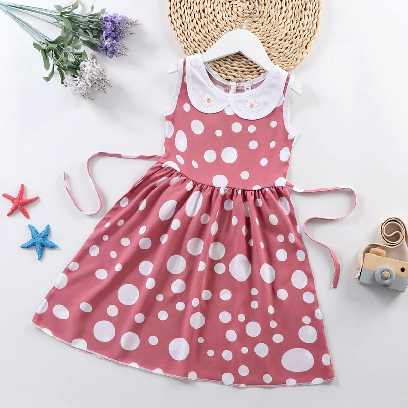 

Children Dresses Kids Baby Girls Sleeveless Print Floral Dress A-Line Cotton Casual Princess Vestido Cute Birthday Party Costume
