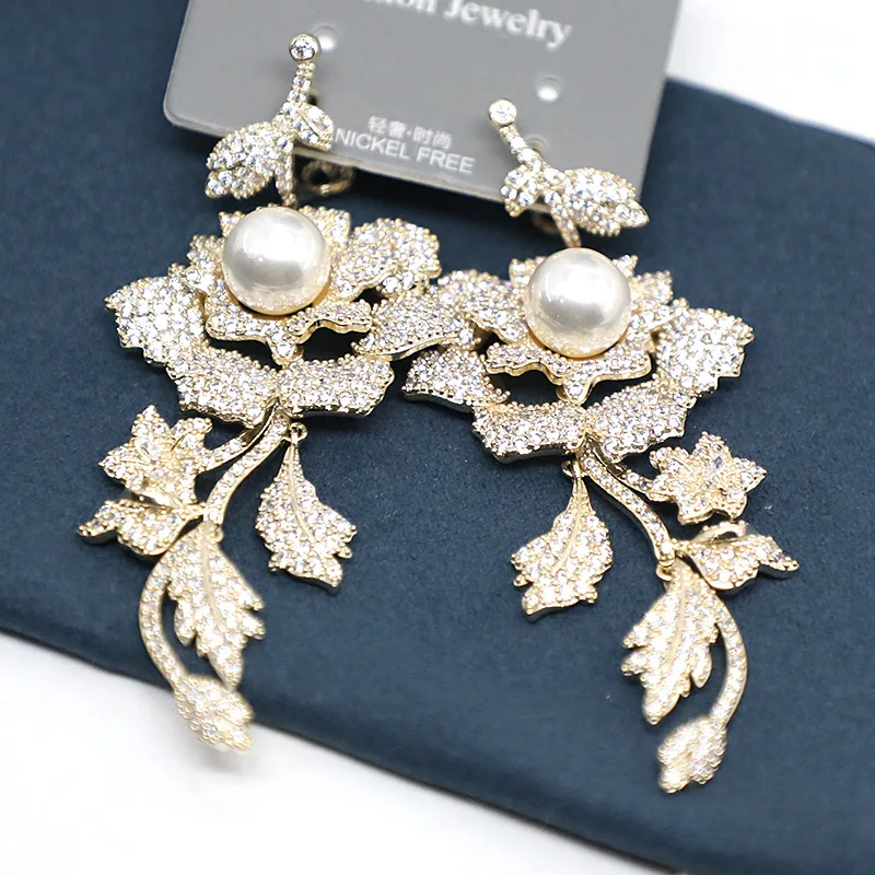 

Bilincolor Silver Color Long Big Flower Earring for Women
