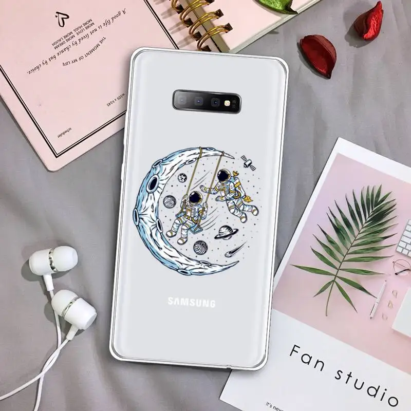 

Fun cartoon astronaut Phone Case Transparent For Samsung Galaxy A 71 21s S note 8 9 10 plus 20 ultra