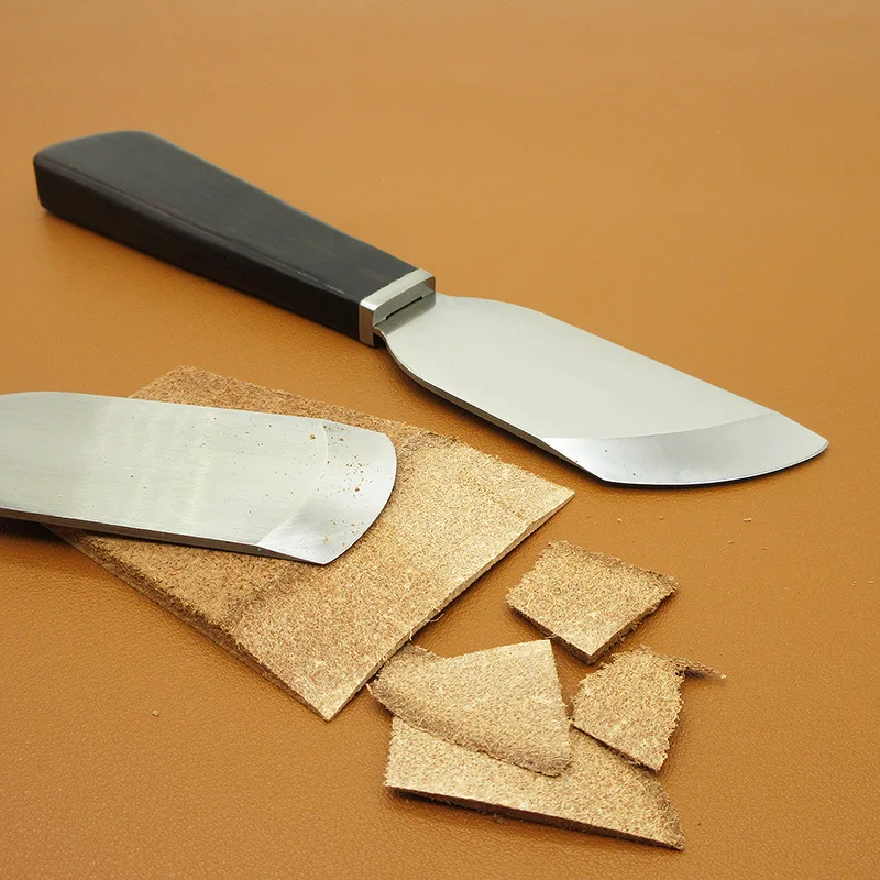 Cortadores de cuero para manualidades, herramientas de pelado Manual, de acero inoxidable, para tallado y adelgazamiento, mango de madera-2