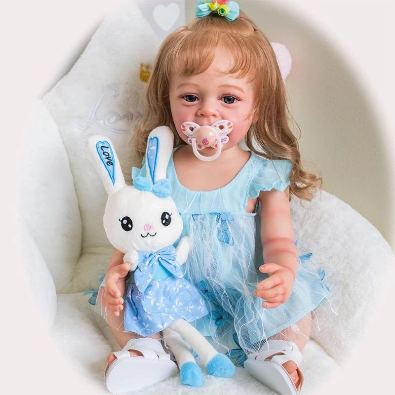 

55cm/22in Lovely Girls Cuddle Doll with Washable Hair Full Body Vivid Caucasian Reborns for Infant Girls Boys Companies