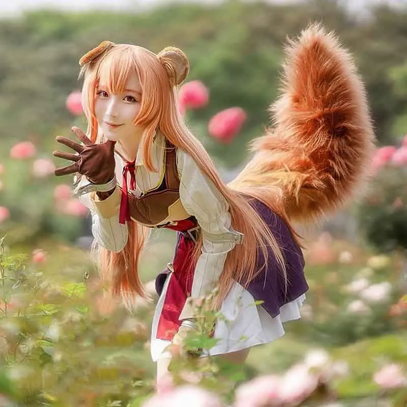 

Anime The Rising of the Shield Hero Raphtalia Cosplay Costume Tate no Yuusha no Nariagari Costume Dress Wig tail Women Full Set