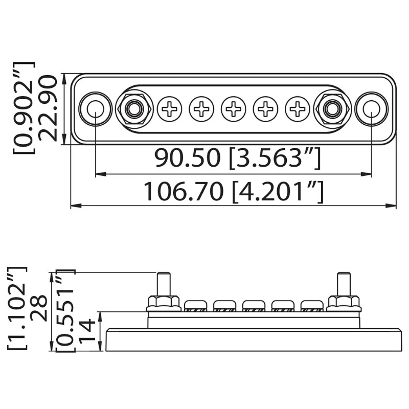 

D2TB Boat Caravan Electrical Junction 5 Gang Bus Bar 100A AC DC Power Distribution
