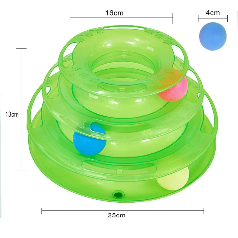 

3 Levels Pet Cat Toy Tower Tracks Disc Interacitve Cat Toys Ball Training Amusement Plate Cat Ball Toys For Cats Kitten