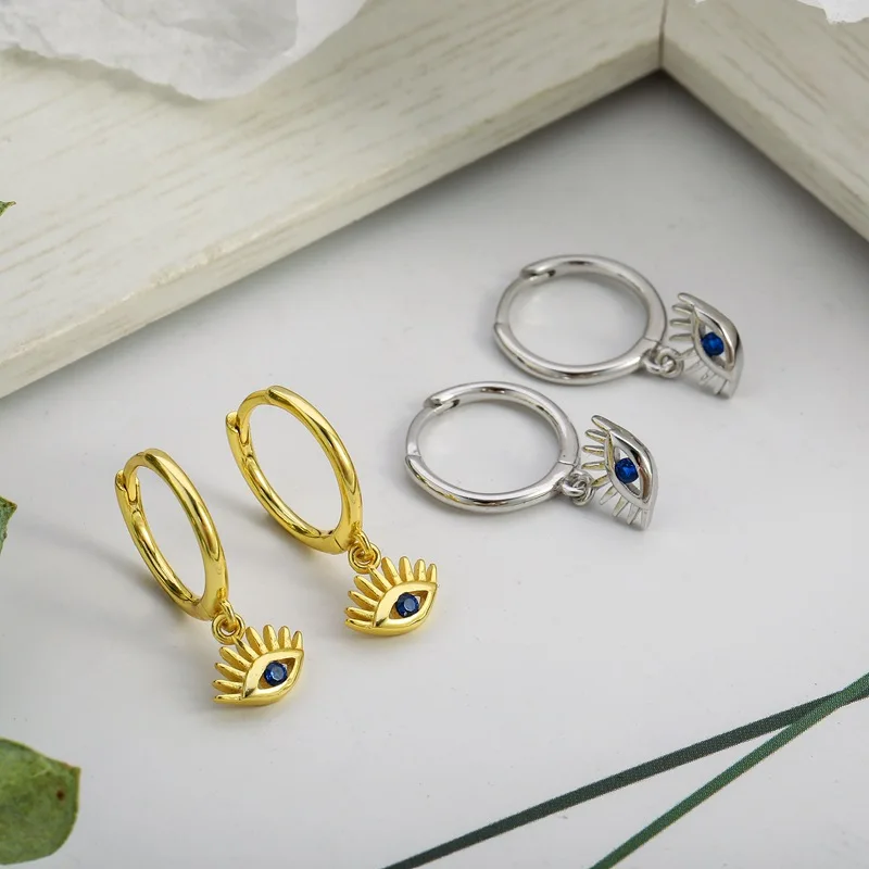 Женские серьги-кольца Foxanry серебро 925 пробы с цирконом