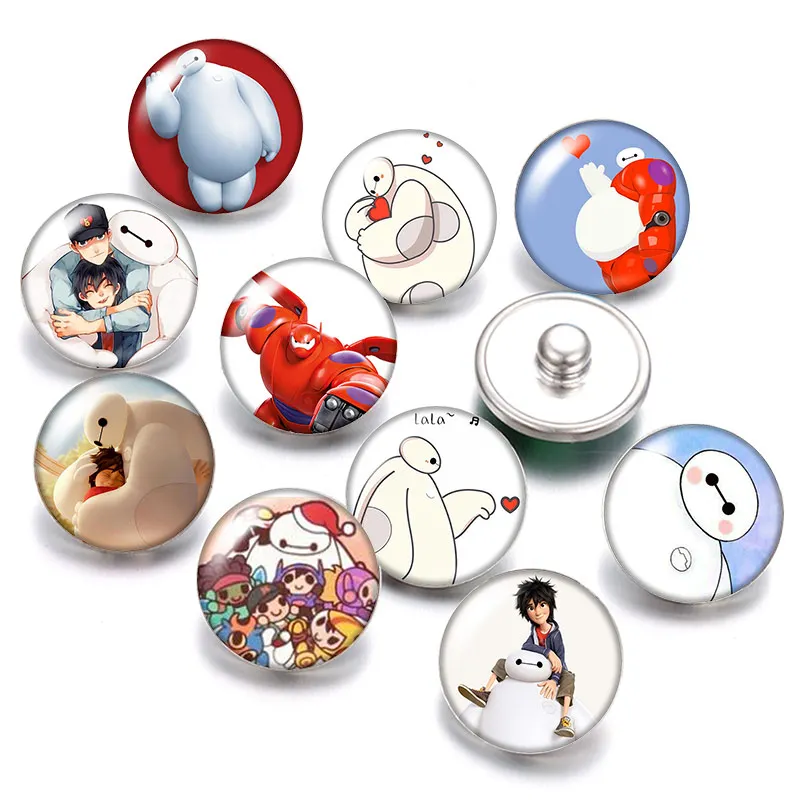Disney с буквенным принтом Большой Герой 6 Baymax/Хиро 10 шт. круглый фото стекло кабошон
