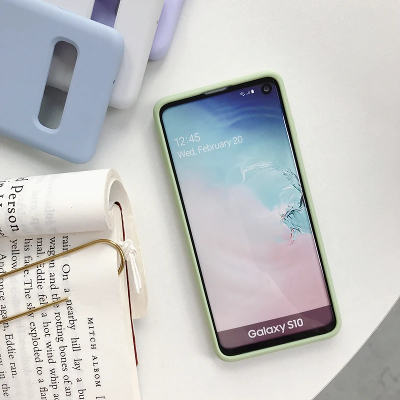 Жидкий силиконовый чехол для телефона samsung S8 S9 S10 5G S10E Plus Fundas оригинальный мягкий