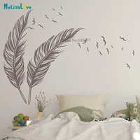 feather with birds wall decal boho birds bedroom living room home decor removable vinyl wall stickers bb790