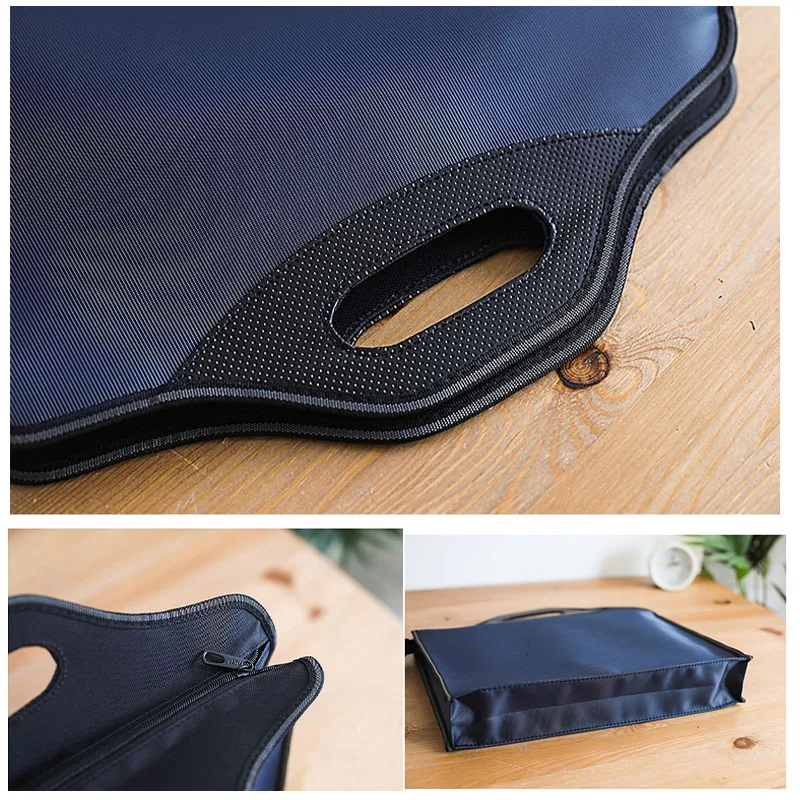 Waterproof Business Briefcase A4 Document Storage Bag Men's Large Capacity Workbag Office Travel Cell Phone Card Organize Tote