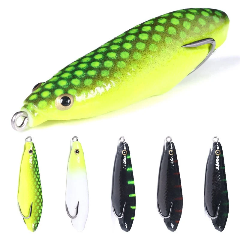 

Soft Frog Fishing Lures Double Hooks Topwater Floating Ray Frog Artificial Bait Minnow Crank Soft Bait fishing tackle