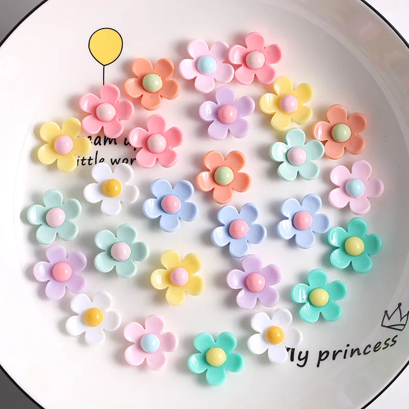 

30Pcs Sweet Flowers Flat Back Resin Applique Kids Children Hair Clip Accessories Material Scrapbook DIY Clothing Craft Supplies