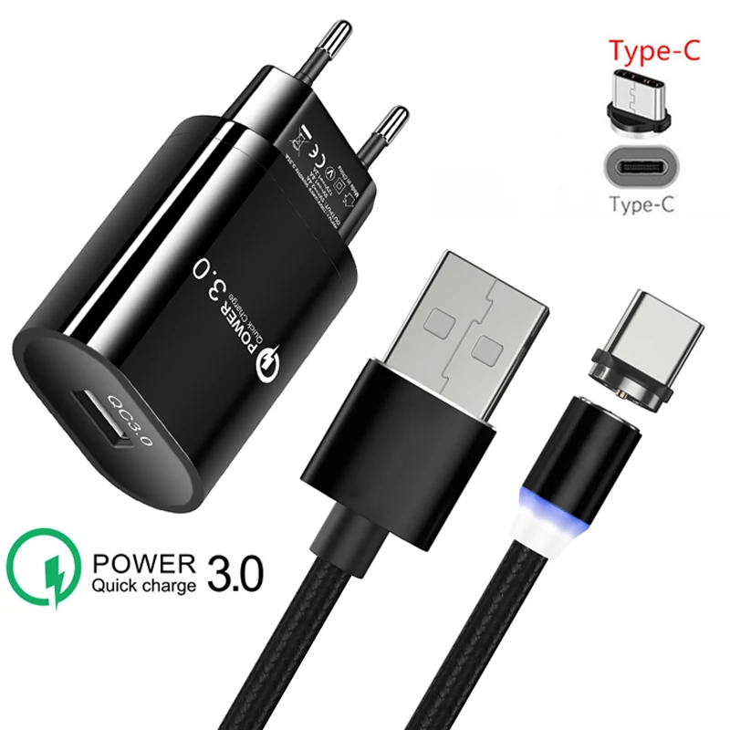 Быстрое зарядное устройство QC 3 0 USB нейлоновый Магнитный кабель типа C для Sony Xperia 10