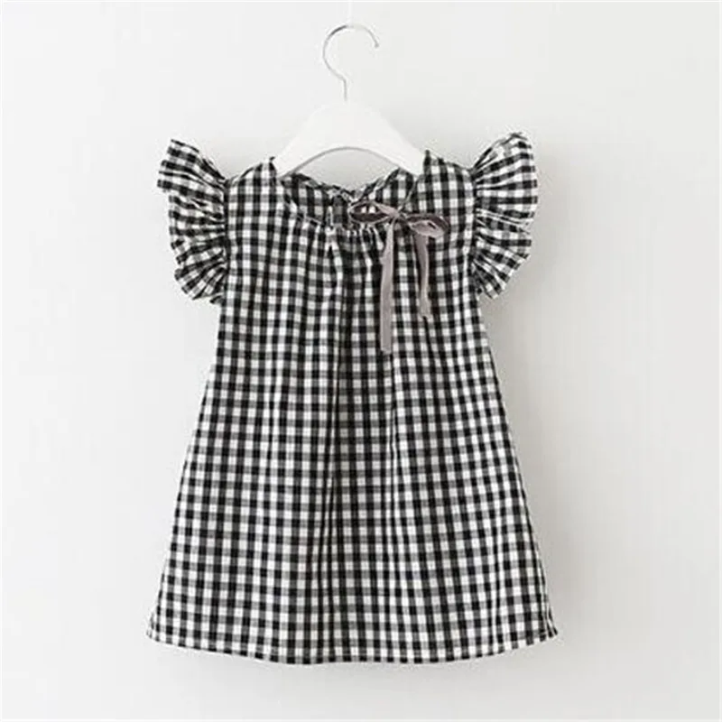

Little Girls Cute Princess Dress Summer Bowknot Plaid Ruffle Sundress Children Fashion Clothes Party Wedding Wear 2-7Y