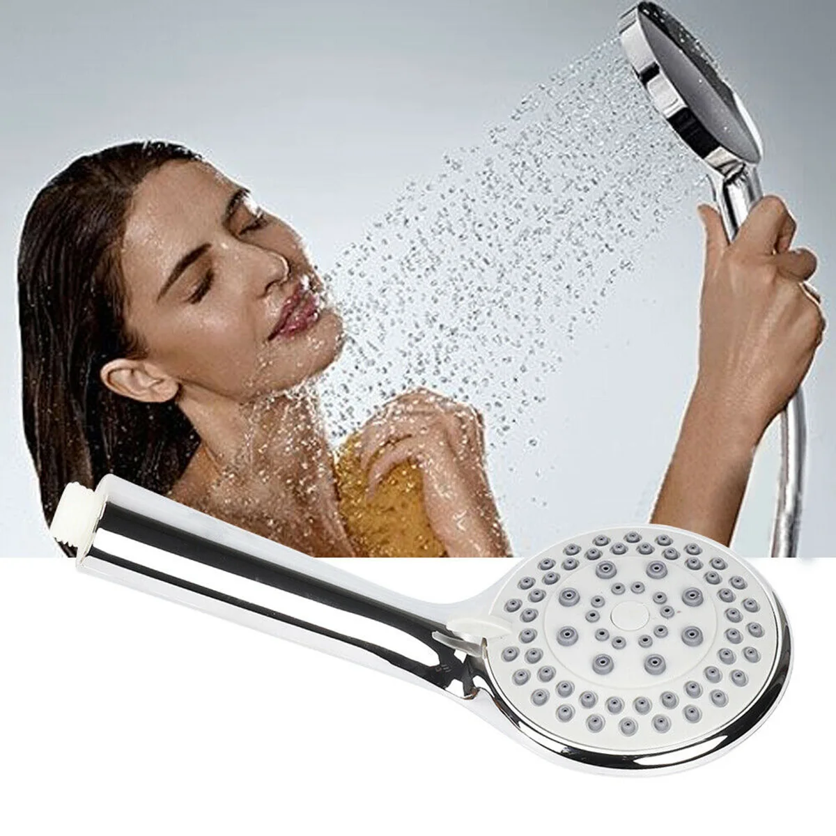 

5-Mode Universal Shower Head with Hose Chrome Plating HandHold Rainfall Jet Spray High Pressure Powerful Shower Head
