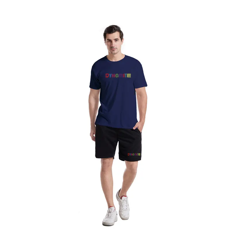 

Jogging Short Sleeve Sweatshirt Sweatshorts Two-piece Men Fashion Round Collar T-shirt Suit 2021 Summer Cotton Suit