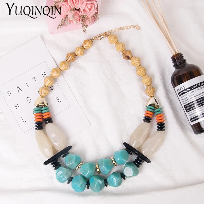 Короткое модное ожерелье с бусинами для женщин акриловое Африканским зеленым