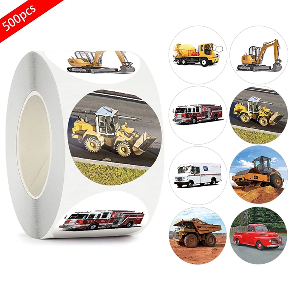 Наклейки детские круглые с рисунком 500 шт./рулон | Канцтовары для офиса и дома