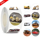 Наклейки детские круглые с рисунком, 500 шт.рулон