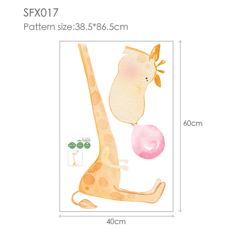 

Cartoon Clever Giraffe Blowing Bubble Wall Stickers Home Decor Living Room Bedroom Art Babt Nursery Wall Decals