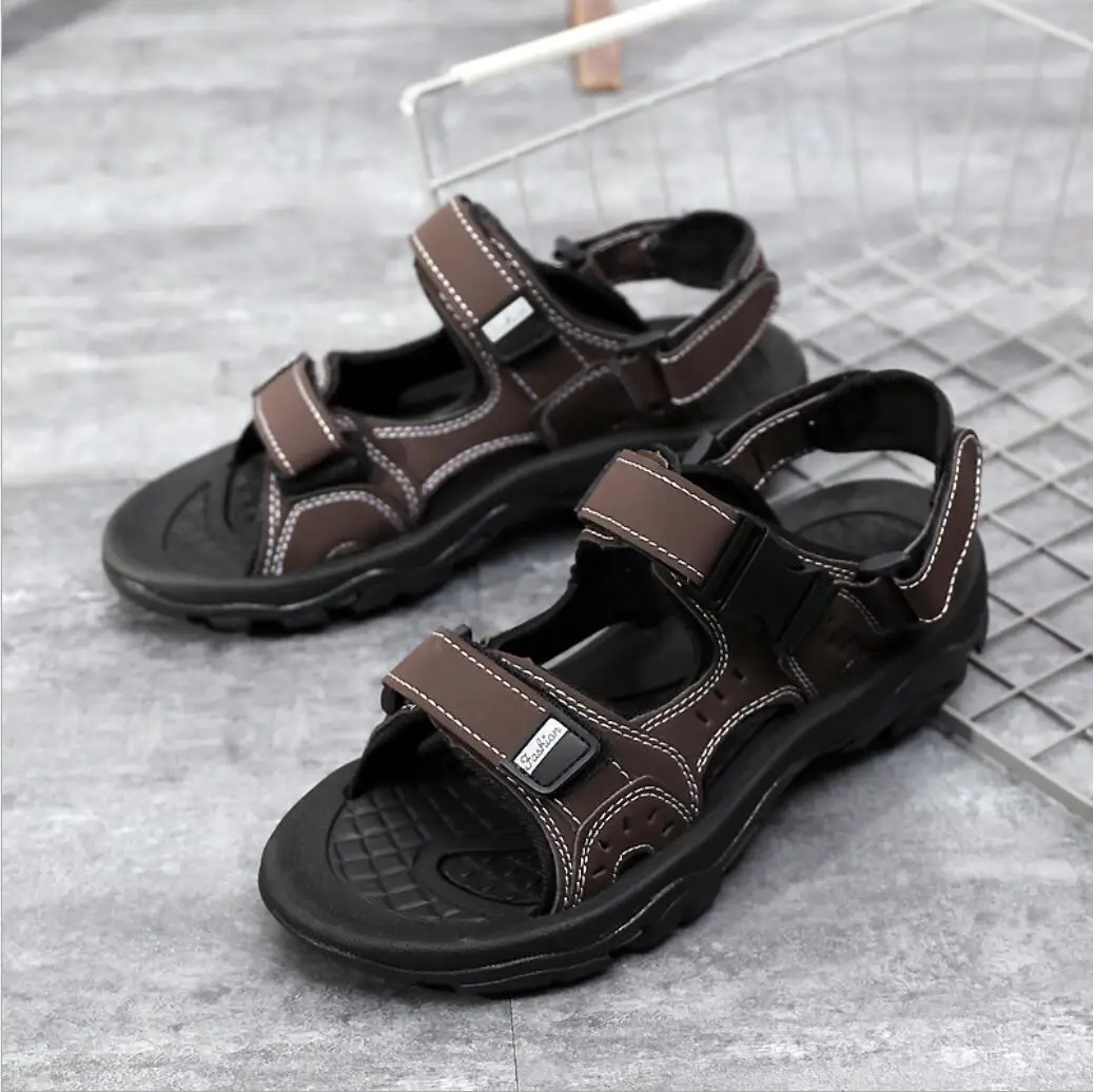 

Men Hook & Loop Sandals 2021Summer Male Soft Bottom Casual Beach Sandalias Hombre Footwear Fashion Boy Students Water Shoes