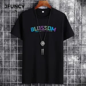 JFUNCY 2021 Summer Cotton Man T-shirts Plus Size Clothing Short-Sleeved T-Shirt Oversized MenCasual Cozy Breathable Tshirt