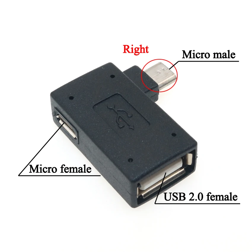 1 шт. 90-градусный прямоугольный мини USB 5pin гнездовой к Micro Штекерный адаптер для