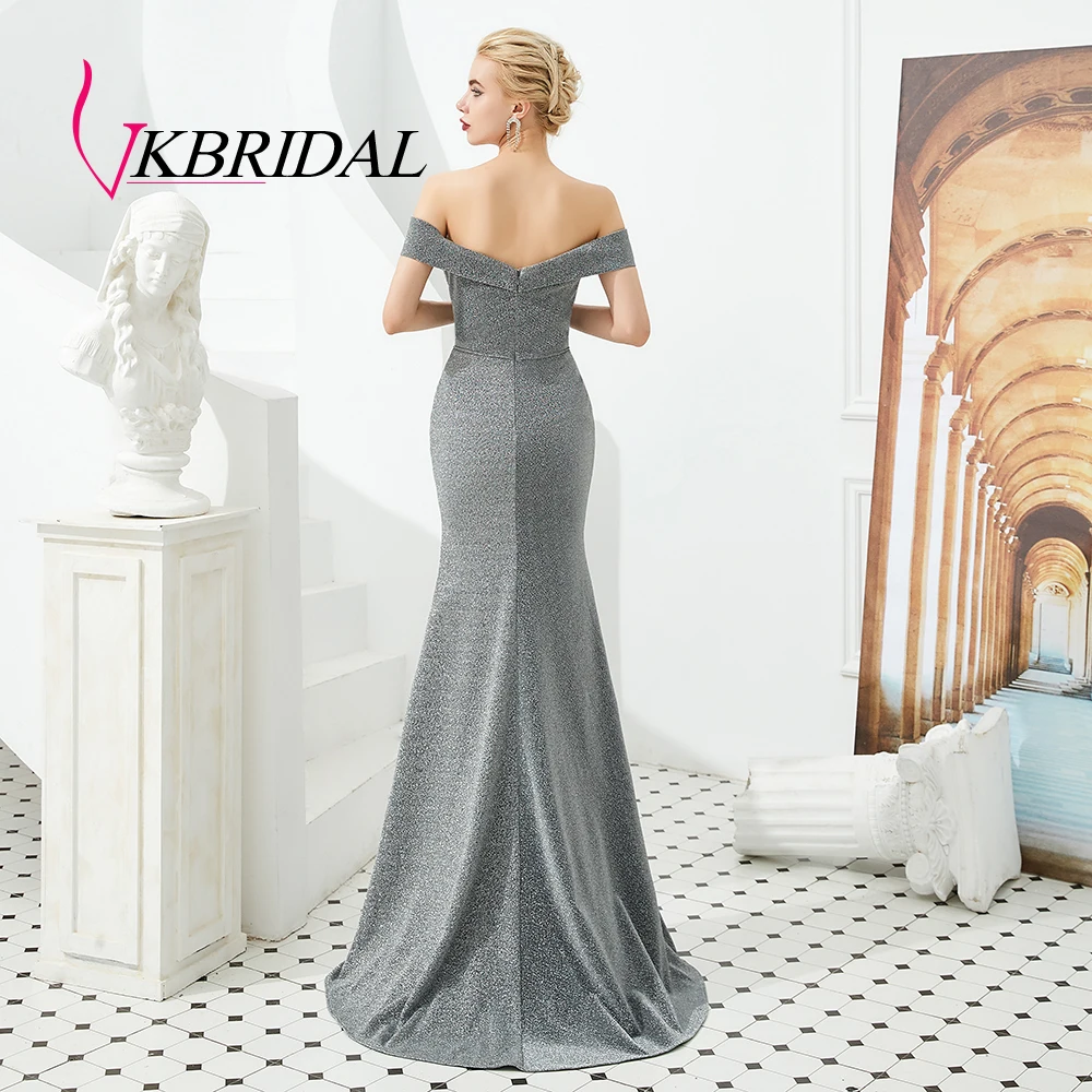 VKbridal сексуальное платье с открытым плечом и Высоким Разрезом Длинное Сверкающее вечернее платье Русалка платья блестящие платья подружки невесты Плюс Размер