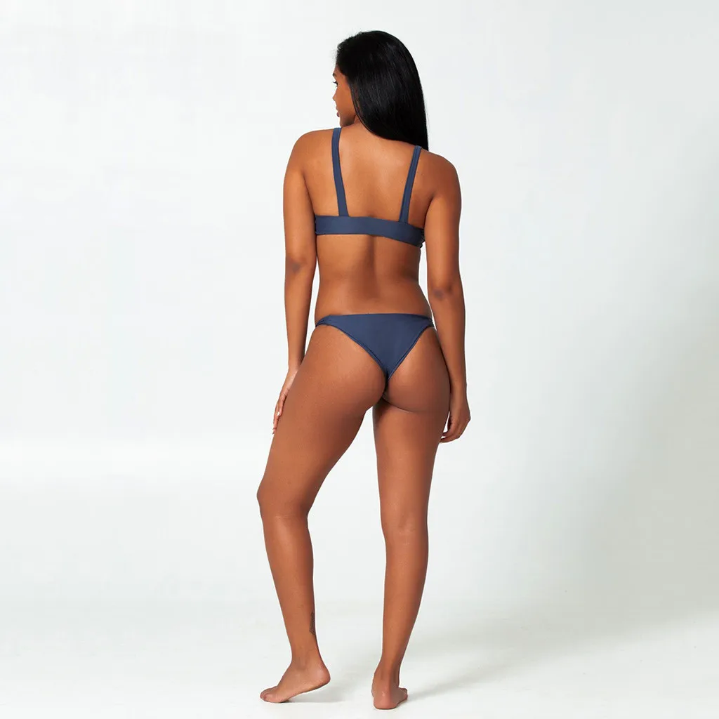 Купальник женский однотонный с завязками спереди пикантный комплект бикини