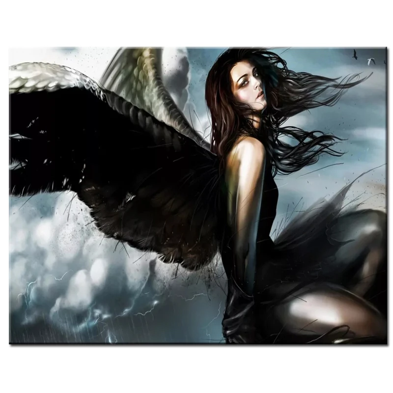 Картина Damond Новинка Алмазная Вышивка Черный Ангел 2019 Декор для дома Алмазная мозаика полная квадратная/круглая вышивка крестиком