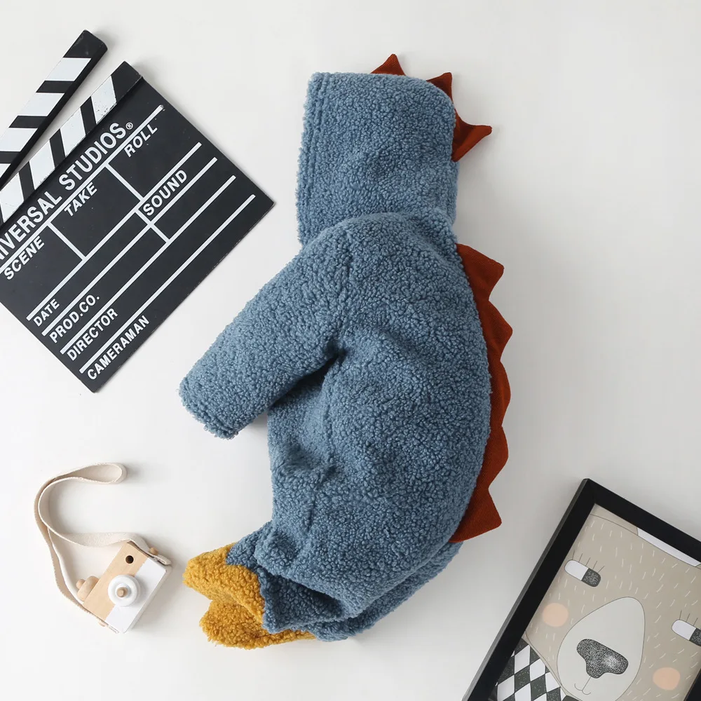 

Baby Girl Boy Rompers 0-2Y Cartoon Dinosaur Newborn Baby Clothes Hoodie Long Sleeve Flannel Jumpsuit Baby Winter Clothes