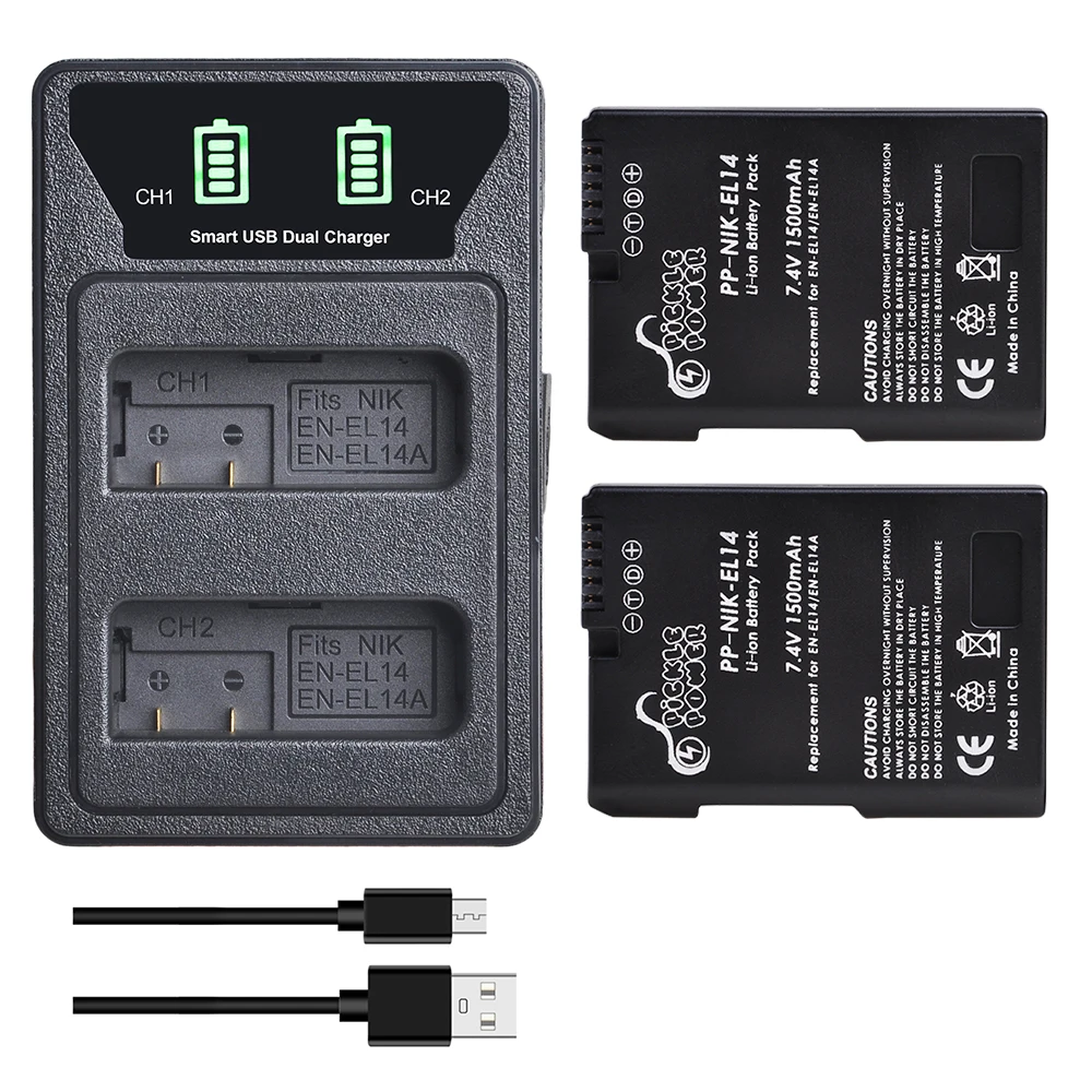 EN EL14 RU EL14a Батарея + светодиодный встроенный USB Dual Зарядное устройство для Nikon P7800