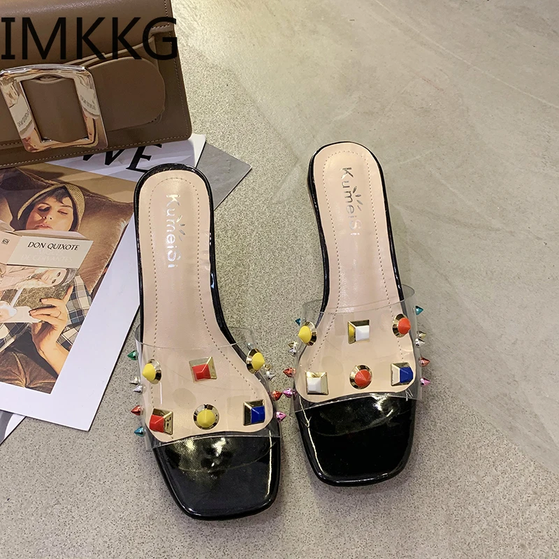 Женские прозрачные тапочки из ПВХ с открытым носком Пикантные женские туфли на