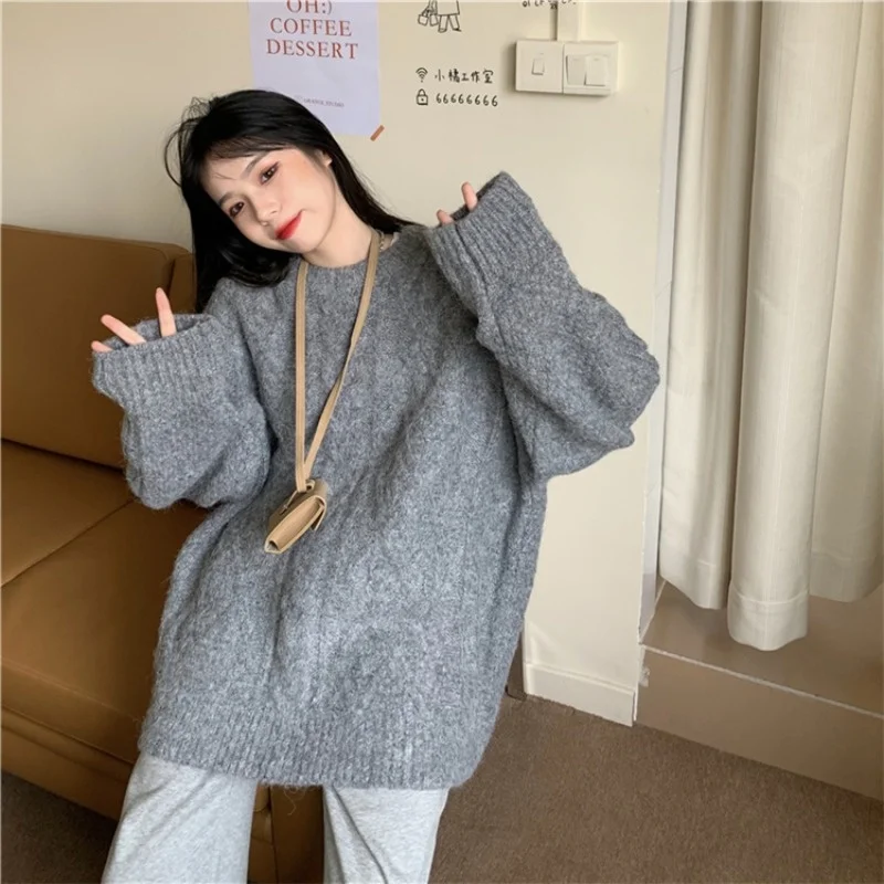 Белый пуловер вязаный женский свитер Осень-зима 2021 свободная верхняя одежда в