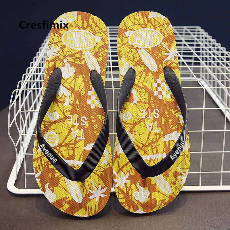 

Cresfimix Chanclas De Hombres Male Fashion Plus Size Light Weight Pattern Home & Beach Flip Flops Men Cool Flip Flops C5753