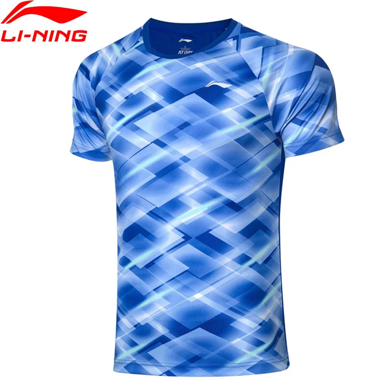 Мужская футболка для бадминтона Li-Ning серая дышащая из полиэстера Спортивная