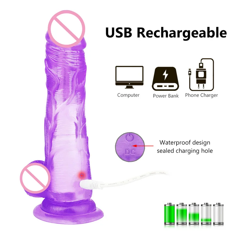 Эротические секс игрушки Желейный фаллоимитатор вибратор перезаряжаемый