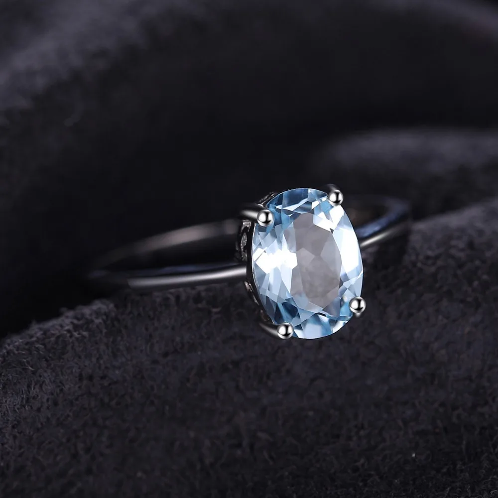 Женское серебряное кольцо с голубым топазом Jewelry Palace обручальное из серебра 925